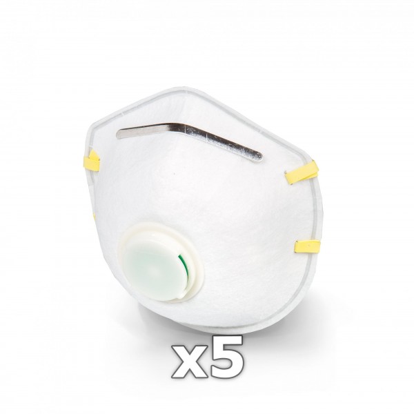 5 x Staubschutzmaske mit Ventil FFP1 - weiß