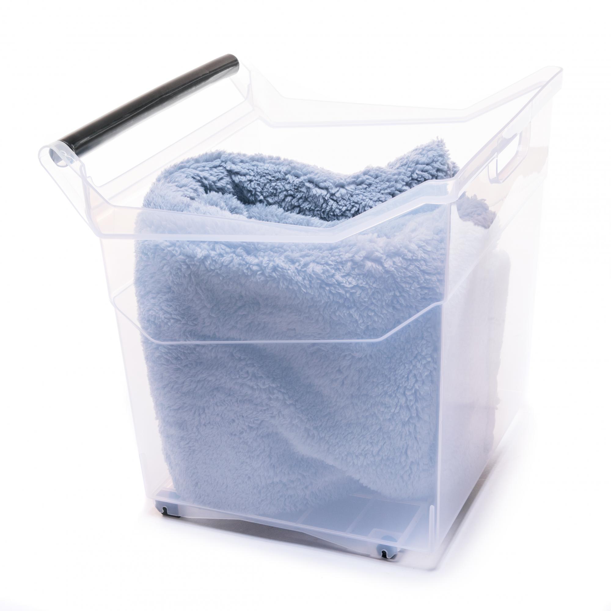 Kunststoff Aufbewahrungsbox mit Griffen und Rollen - transparent - 44