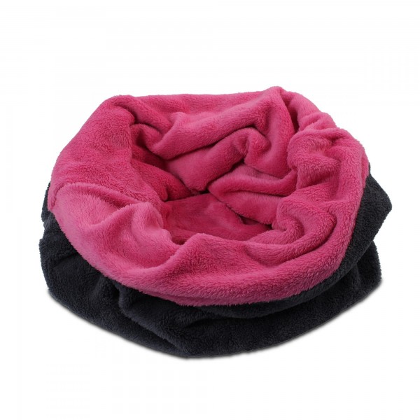 3in1 Decke - Schlafsack - Kissen für Hunde und Kleintiere - Fleece - Pink + Grau