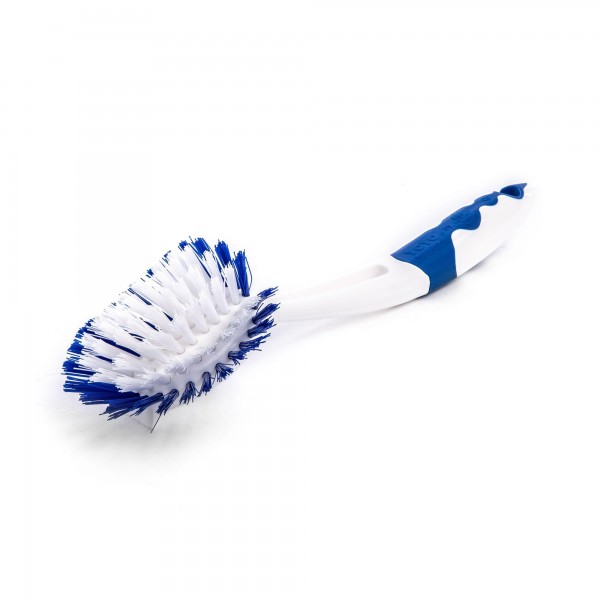 27 cm Kunststoff Spülbürste weiß / blau - 10 cm Durchmesser