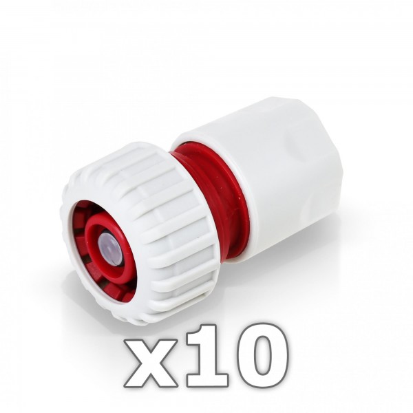 10 x Berlan Schlauchstück 3/4'' Zoll mit Wasserstop -RED LINE-