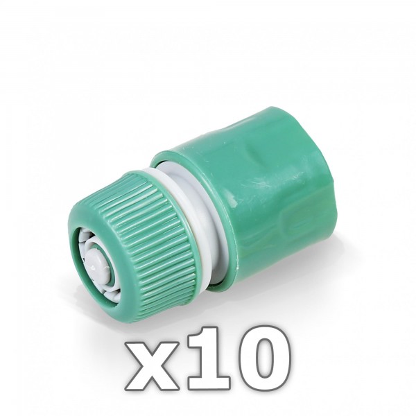 10 x Berlan Schlauchstück 1/2" Zoll mit Wasserstop -GREEN LINE-