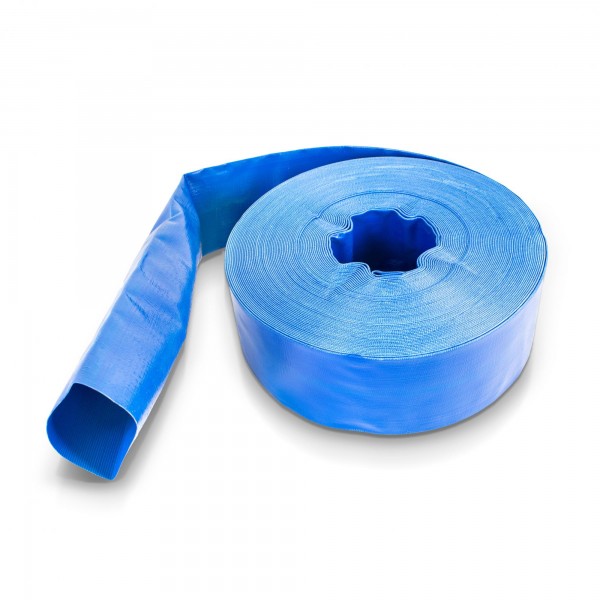50 Meter - PVC Flachschlauch blau - 3 Zoll - wetterfest / UV-beständig